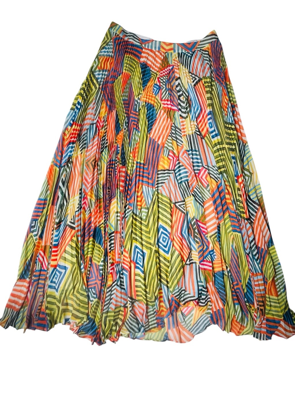 Alice + Olivia Skirt Shannon Rare Pleated Maxi Skirt Geometric Multicolor - Picture 3 of 9